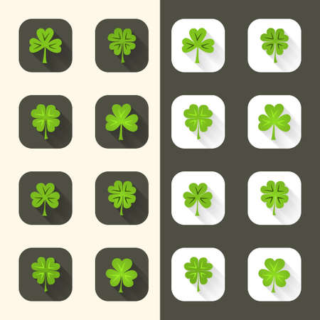 Illustration of green Clover icon set のイラスト素材