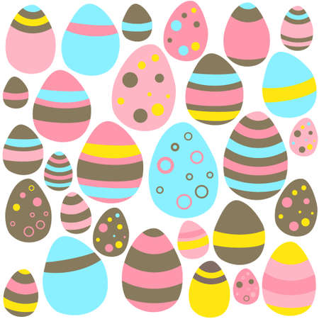 Illustration of Yellow blue and pink Eastern eggs seamless textureのイラスト素材