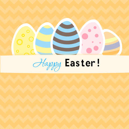 Illustration of Easter orange card with five eggsのイラスト素材