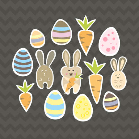 Illustration of Easter set on a brownのイラスト素材