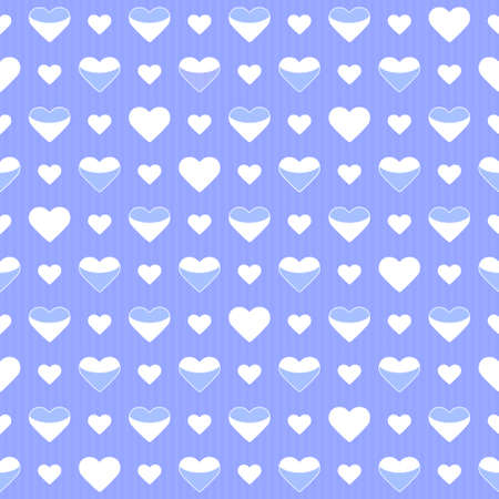 Illustration of Seamless pattern cute white hearts on a blueのイラスト素材