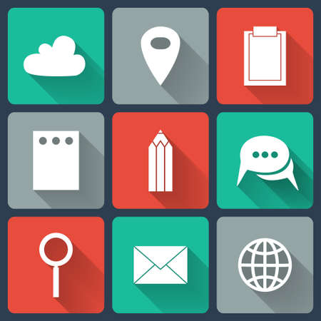 Illustration of Colorful Business Flat iconsのイラスト素材