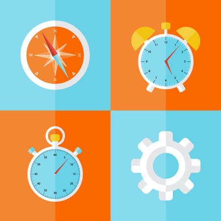 Illustration of Business icons orange and blue setのイラスト素材