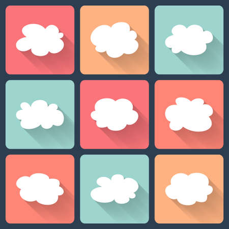 Illustration of Cloud flat icon setのイラスト素材
