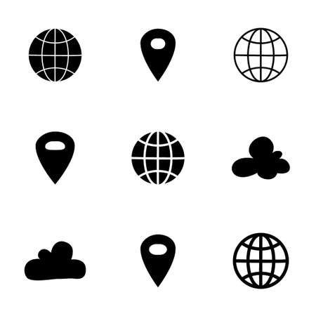 Illustration of Black map pin icons over whiteのイラスト素材