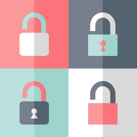 Illustration of Flat open padlock icon setのイラスト素材