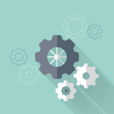Illustration of Flat gear wheel icons over mintのイラスト素材