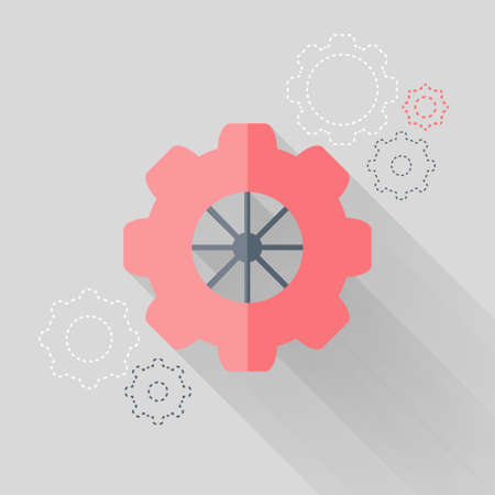 Illustration of Flat gear wheel icons over whiteのイラスト素材