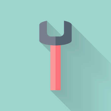 Illustration of Wrench flat icon over mintのイラスト素材