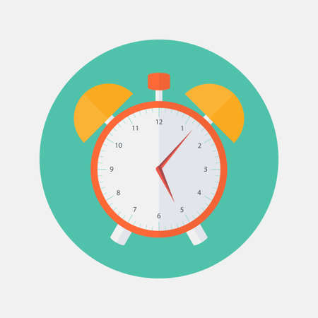 Illustration of Red and yellow alarm clock flat icon