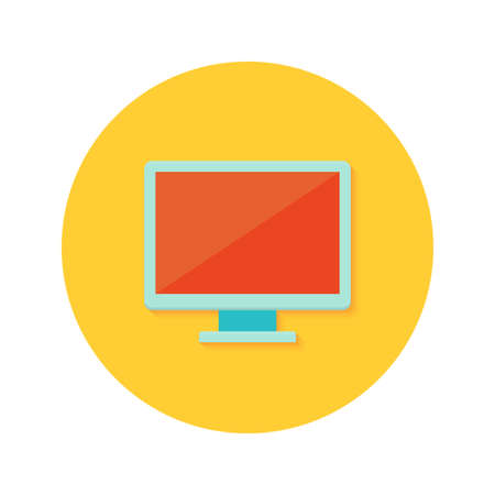 Illustration of PC display icon over orangeのイラスト素材