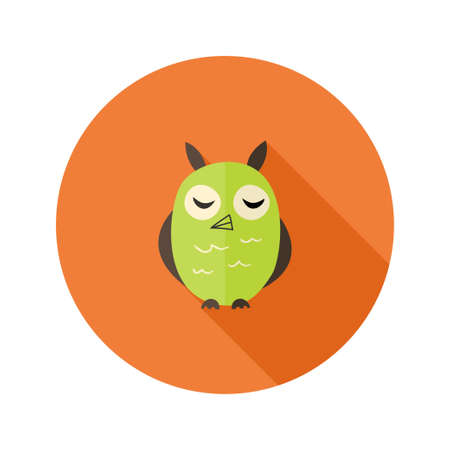 Illustration of Cute Owl Flat Icon over Orangeのイラスト素材