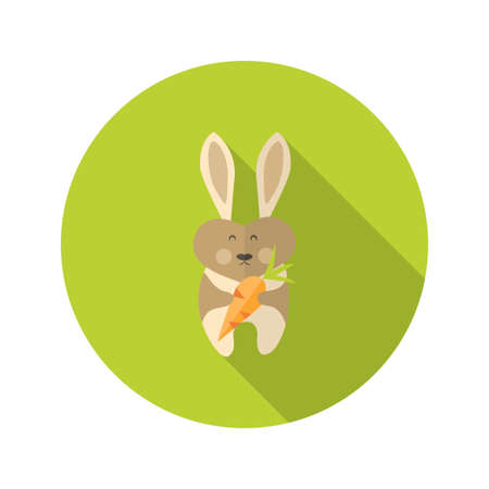 Illustration of Rabbit with Carrot Flat Iconのイラスト素材