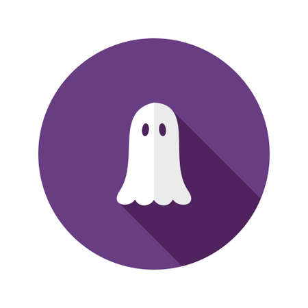 Illustration of White Ghost Flat Icon over Purpleのイラスト素材
