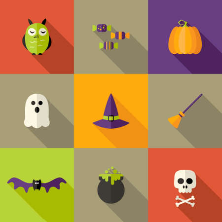 Illustration of Halloween Squared Flat Icons Set 2のイラスト素材