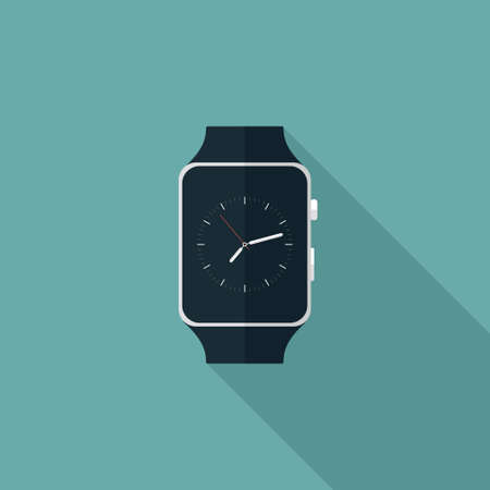 Illustration of Smart Watch Flat Icon over blueのイラスト素材