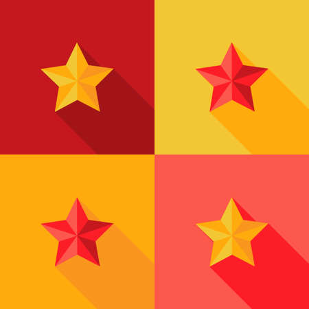 Illustration of Christmas Yellow and Red Star Flat Set Iconのイラスト素材