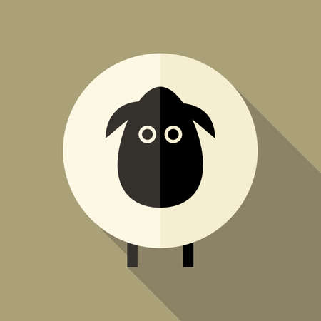 Illustration of Sheep Flat Icon over Brownのイラスト素材