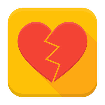 Vector illustration of crashed heart. Flat app square icon with long shadow.のイラスト素材