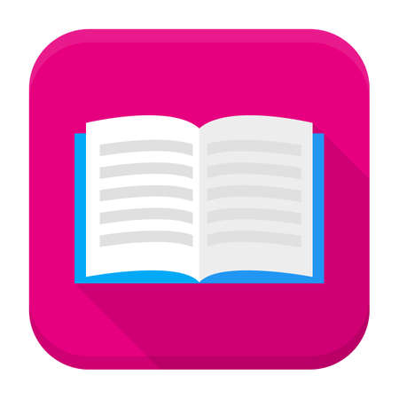 Flat style vector squared app icon. Open book app icon with long shadowのイラスト素材