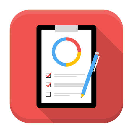 Business board app icon with long shadow. Flat stylized square app icon with long shadowのイラスト素材