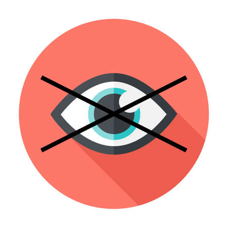 No show flat circle icon. Flat stylized circle icon with long shadowのイラスト素材
