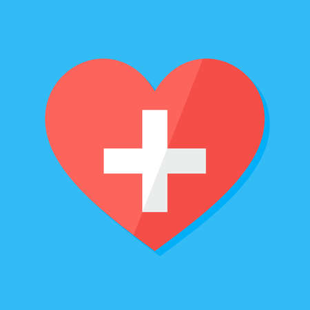 Medical heart flat stylized sign. Flat style illustrationのイラスト素材