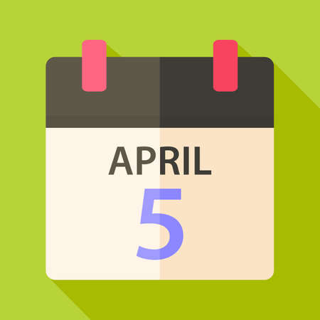 Easter calendar with date 5 april. Flat stylized illustration with shadowのイラスト素材