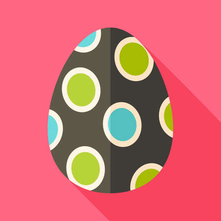 Easter egg with big circles. Flat stylized illustration with shadowのイラスト素材