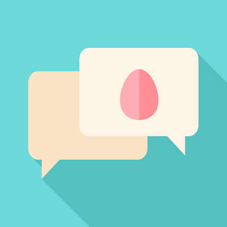 Speech bubbles with egg sign. Flat stylized illustration with shadowのイラスト素材