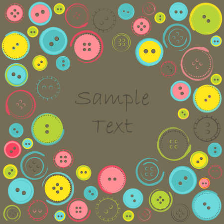 Decorative Frame with Circle of Buttons over Dark. Vector illustration with Sample Textのイラスト素材
