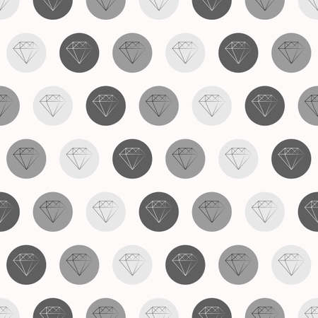 Hand Drawn Diamonds with Circles Seamless Pattern. White and Grey Fashion Seamless Backgroundのイラスト素材