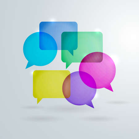 Social Network Speech Bubbles. Vector Illustration of Colorful Speech Bubblesのイラスト素材