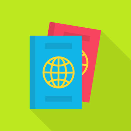 Flat Passport with Long Shadow. のイラスト素材