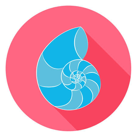 Flat Sea Shell Circle Icon with Long Shadow.のイラスト素材