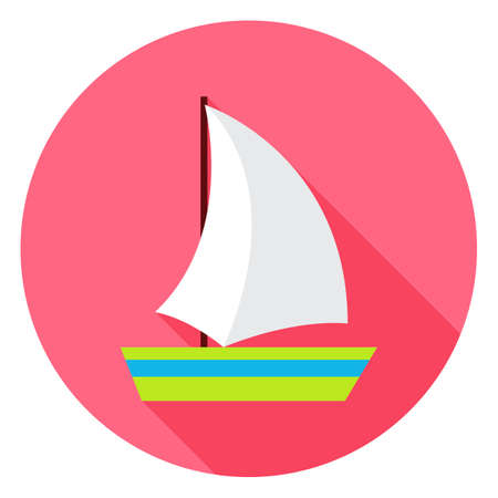 Flat Sea Ship Circle Icon with Long Shadow. のイラスト素材