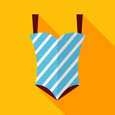 Flat Striped Swimsuit with Long Shadow.のイラスト素材