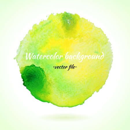 Watercolor Vector Background Light Green and Yellow Circle. Isolated Vector Watercolor Hand Drawn Paint Circle. Grunge Abstract watercolor colorful background for business design. Advertisement and presentation background.のイラスト素材