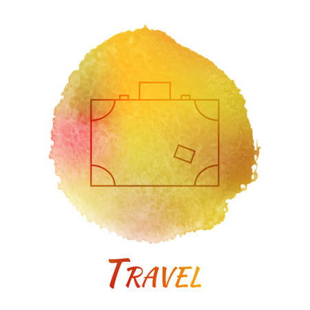 Travel Suitcase Vector Watercolor Concept. Bag. Isolated Vector Watercolor Hand Drawn Paint Design Element. Colorful background for business design. Advertisement and presentation background.のイラスト素材