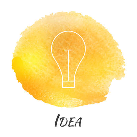 Idea Light Bulb Lamp Vector Watercolor Concept. Power and Electricity. Isolated Vector Watercolor Hand Drawn Paint Design Element. Colorful background for business design. Advertisement and presentation background.のイラスト素材