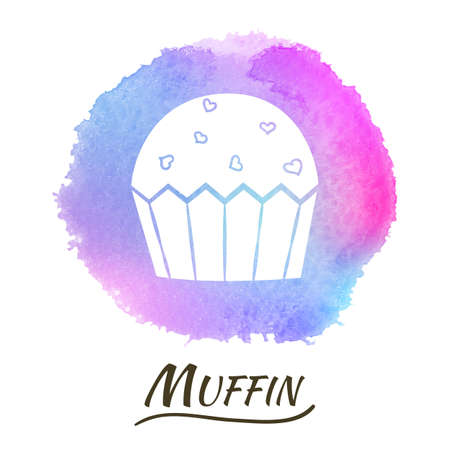 Food Dessert Muffin Vector Watercolor Concept. Isolated Vector Watercolor Hand Drawn Paint Design Element. Colorful background for business design. Advertisement and presentation background.のイラスト素材