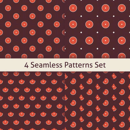 Four Music Vinyl Disc Patterns Set. Flat Style Vector Seamless Texture Background. Musical Template. Retro Vintage Vinyl Recordのイラスト素材
