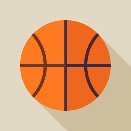 Flat Sports Ball Basketball. Back to School and Education Vector illustration. Flat Design Colorful Sports Item illustration with Long Shadow. Leisure and Activity. Team Sport and Fitness. Physical Educationのイラスト素材