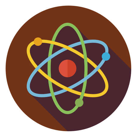 Flat Education and Science Sign. Back to School and Education Vector illustration. Flat Style Colorful Science Circle Icon with long Shadow. Physics and Research Object.のイラスト素材