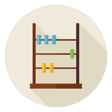 Flat Math Counter Abacus Circle Icon with Long Shadow. Back to School Vector illustration. Business and Finance Object. Calculate Financesのイラスト素材