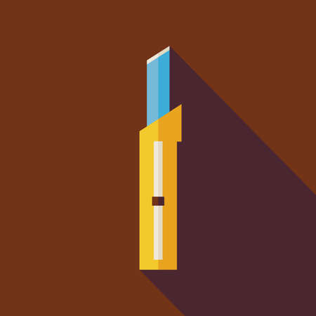 Flat Business Office Stationery Knife Illustration with long Shadow. Office Instrument. Back to School and Education Vector Illustration. Office Supply and Tool Object.のイラスト素材