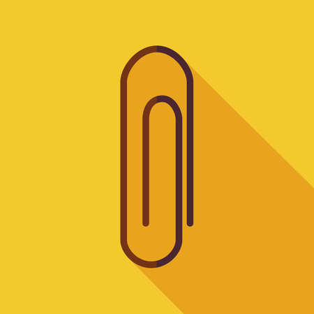 Flat Paper Clip Illustration with long Shadow. Business and Office Supplies Vector illustration. Office Life Tool Object.のイラスト素材