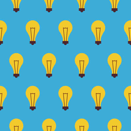Flat Vector Seamless Pattern Creativity Idea Lamp. Business Idea Lamp. Flat Style Seamless Texture Background. Science and Education Template. Back to School. Success and leadership. Office Life. Electricityのイラスト素材
