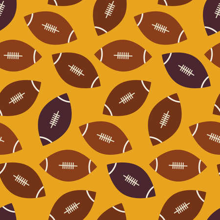 Flat Vector Seamless Sport and Recreation American Football Pattern. Flat Style Seamless Texture Background. Sports and Playing Game Template. Healthy Lifestyle. Ballのイラスト素材