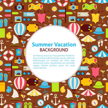 Flat Vector Pattern Summer Vacation Background. のイラスト素材